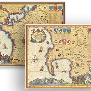 Set of two (2) Huguenot Heritage Maps